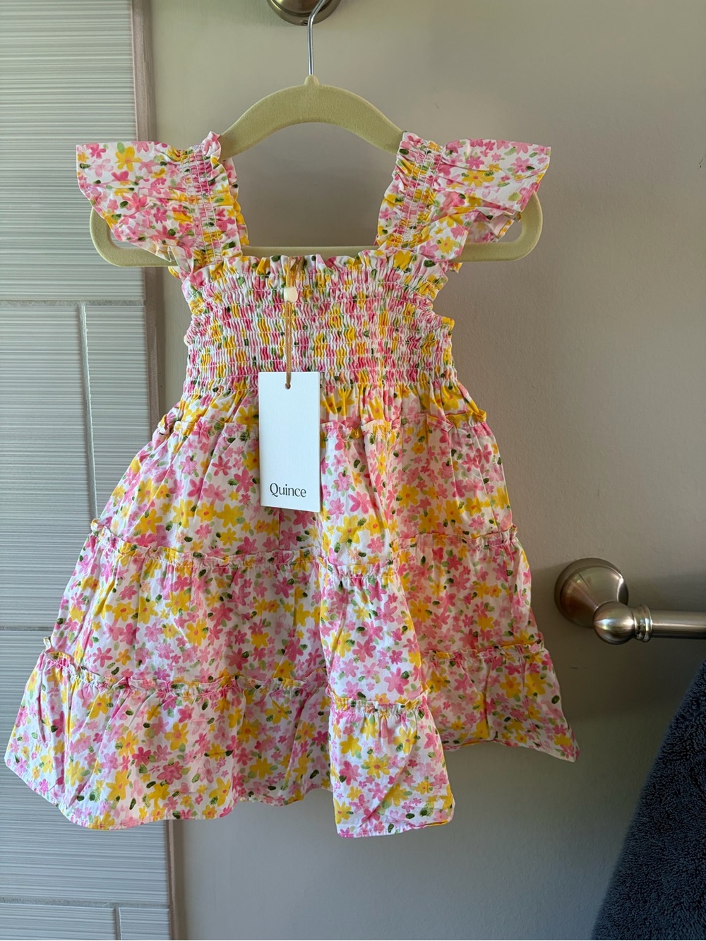 Quince 100% organic cotton poplin smocked dress 18-24 months watercolor ditsy - Picture 2 of 6